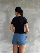 Taş baskılı kaş korse bluz - 2