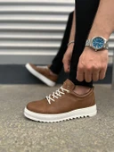 Taba Beyaz Cool Bağcıklı Cilt Erkek Günlük Spor Klasik Ayakkabı - 3