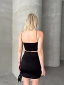Likralı gabardin dört düğmeli etek - 4