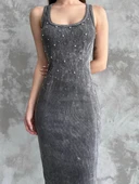 Taşlı askılı elbise thumbnail 1