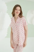 Pembe Berry Önden Düğmeli Pijama Takımı - 2