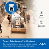 TP-LINK  Tapo C202, Bebek/Ev Güvenlik Kamerasi, WiFi-Ehernet, 1080P, 12Mt Gece Görüsü, PAN/TILT, iki Yönlü Ses - 5