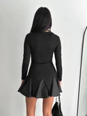 Eteği kloş crep mini elbise s1267 - 4