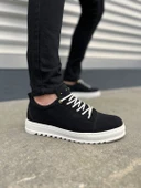 Siyah Beyaz Cool Bağcıklı Süet Erkek Günlük Spor Klasik Ayakkabı - 1