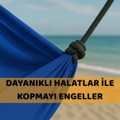 BEYLİNİ Paraşüt Hamak 180kg Kapasite Su Geçirmez Taşınabilir Çantalı Çift Halatlı Dayanıklı Hamak Mavi 240cm - 3
