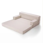 Homedius Melisa Çift Kişilik Katlanır Yatak Katlanır Koltuk Bej Çift - 5