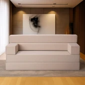 Homedius Melisa Çift Kişilik Katlanır Yatak Katlanır Koltuk Bej Çift - 2