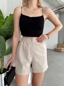 Çıtçıtlı gabardin şort - 4