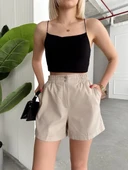Çıtçıtlı gabardin şort - 3