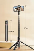 Torima TT-01 Çok Amaçlı 1.77M Kumandalı Tripod Selfie Çubuğu Siyah - 3