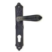 Antika Tarz Dekoratif Pirinç Çiçekli Banyo Kapı Kolu - 240x40 Mm, Oksit - 1
