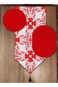 Pusula Home Kırmızı Vintage Damask 6'lı Supla Ve Runner Set - 1