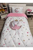 yok yok evim eve dair her şey Welsoft Pofuduk Çift Taraflı PEMBE AYDA OTURAN KIZ Desenli Tek Kişilik Yorgan Uyku Seti - 2