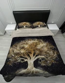 Pusula Home Welsoft Pofuduk Çift Taraflı HAYAT AĞACI  Desenli Çift Kişilik Yorgan Uyku Seti thumbnail 1