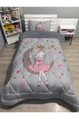 yok yok evim eve dair her şey Welsoft Pofuduk Çift Taraflı PEMBE AYDA OTURAN KIZ Desenli Tek Kişilik Yorgan Uyku Seti - 3