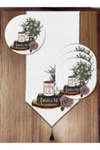 yok yok evim eve dair her şey Dekoratif Çiçekli 6'lı Supla Ve Runner Set - 1