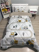 Pusula Home Welsoft Pofuduk Çift Taraflı KEPÇE İŞ MAKİNALARI Desenli Tek Kişilik Yorgan Uyku Seti thumbnail 1