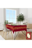 yok yok evim eve dair her şey Yılbaşı Kırmızı Şal Desenli Masa Örtüsü - 1