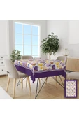 yok yok evim eve dair her şey Mor Kenarlı Makaron Desenli Kolay Temizlenebilir Leke Tutmaz Dertsiz Masa Örtüsü thumbnail 2