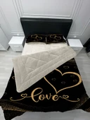 Pusula Home Welsoft Pofuduk Çift Taraflı LOVE KALPLİ Desenli Çift Kişilik Yorgan Uyku Seti thumbnail 2