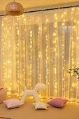 Lw-7 300 Ledli 10 Sarkıt Perde Led Işık, 8 Modlu Uzaktan Kumandalı, 3x3 Metre Peri Telli Led thumbnail 2