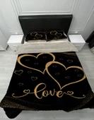 Pusula Home Welsoft Pofuduk Çift Taraflı LOVE KALPLİ Desenli Çift Kişilik Yorgan Uyku Seti thumbnail 1