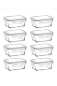 LAV Fresco Kilitli Cam Saklama Kabı 8 Parça 400cc (FRS-237) Beyaz Kapaklı thumbnail 3