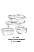 LAV Feyzade Fresco Kilitli Cam Saklama Kabı Seti Beyaz Kapak 4 Adet (1150CC-720CC-400CC-375CC) - 1