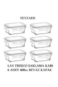 LAV Fresco Kilitli Cam Saklama Kabı Seti 6 Adet 400cc Beyaz Kapak (FRS-237) thumbnail 1