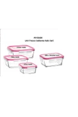 LAV Feyzade Fresco Kilitli Cam Saklama Kabı Seti PEMBE Kapak 4 Adet (1150CC-720CC-400CC-375CC) thumbnail 1