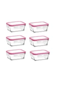 LAV Feyzade Fresco Cam Kilitli Kahvaltılık Saklama Kabı 6'lı Set 400cc Pembe Kapak (FRS-237) - 3