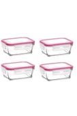 LAV Fresco Pembe Kapak 4'lü Saklama Kabı Kahvaltılık 400cc Frs-237 thumbnail 1