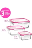 LAV FEYZADE Fresco Cam Kilitli Saklama Kabı 3'lü Set  KARE  (1150cc-720cc-375cc) (FRS249-FRS247-FRS227) - 1