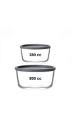 LAV FEYZADE Round Saklama Kabı (380 cc X 2 ADET)-(800 cc X 2 ADET) ANTRASİT KAPAKLI - 7