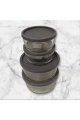 LAV FEYZADE Round Saklama Kabı (380 cc X 2 ADET)-(800 cc X 2 ADET) ANTRASİT KAPAKLI - 2