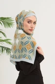 FEYZADE Sena Scarfs ARMİNE KARO DESEN YEŞİL ŞAL 75x180 - 4