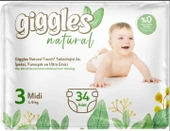GİGGLES NATURAL IKIZ MİDİ BEBEK BEZİ 34 LI ( 3 NO ) - 1