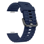 Huawei Watch Fit3 Fit 4 Fit 4 Pro İle Uyumlu GlacierFlex Metal Tokalı Spor Silikon Kordon  Lacivert - 4