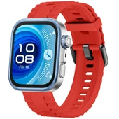 Huawei Watch Fit3 Fit 4 Fit 4 Pro İle Uyumlu GlacierFlex Metal Tokalı Spor Silikon Kordon  Kırmızı thumbnail 1