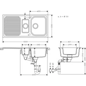 Hansgrohe S520-F525 Ankastre Granit Eviye 980 - 2