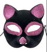 NessiWorld Siyah Renk Pembe Simli Süet Kedi Maskesi 18x14 cm - 2
