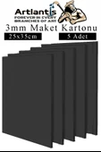 Maket Kartonu Siyah Fotoblok 3 mm 25x50 cm 5 Adet Hobi Sanat Okul Köpüklü Straforlu Maket Kartonu Maket Yapımı - 1