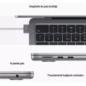 Apple Macbook Air M2 16 GB 256 GB SSD 13.6" MC7U4TU/A Uzay Grisi - Apple Türkiye Garantili - 3