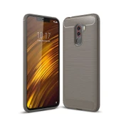 Xiaomi Pocophone F1 ile Uyumlu Kamera Korumalı Darbe Önleyici Carbon Brushed Silikon Kılıf - 1