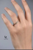 Kadın Taşlı Metal Yüzük Uzun Ömürlü, Şık Tasarım  (24’lü kutu)  Sarı - 1