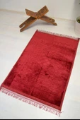 Peluş Seccade Kırmızı - 80x120 cm - Ekstra Konforlu - Yumuşak ve Geniş Ölçülü - 4