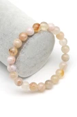 Flower Agate Doğal Taş Bileklik 8 mm Küre Kesim thumbnail 1