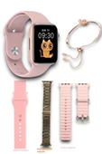 G9 Mini Rose Gold 41mm Kadın Akıllı Saat 3 Kordon Ve Bileklik Hediyeli Akıllı Saat - 1