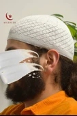 Erkek İnce Orlon Takke Beyaz – Makine İşi El Örmesi, Standart Beden - 1