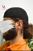 Erkek Örme Takke Siyah  Hac ve Umre İçin İdeal Nefes Alabilir Standart Beden Takke - 2